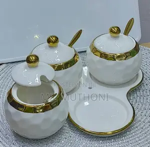 *3pc Ceremic Canister Set With Tray + Teaspoon* *