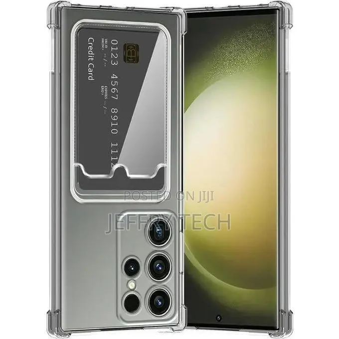 For SAMSUNG GALAXY S23 ULTRA Clear TPU Case With Card Holder