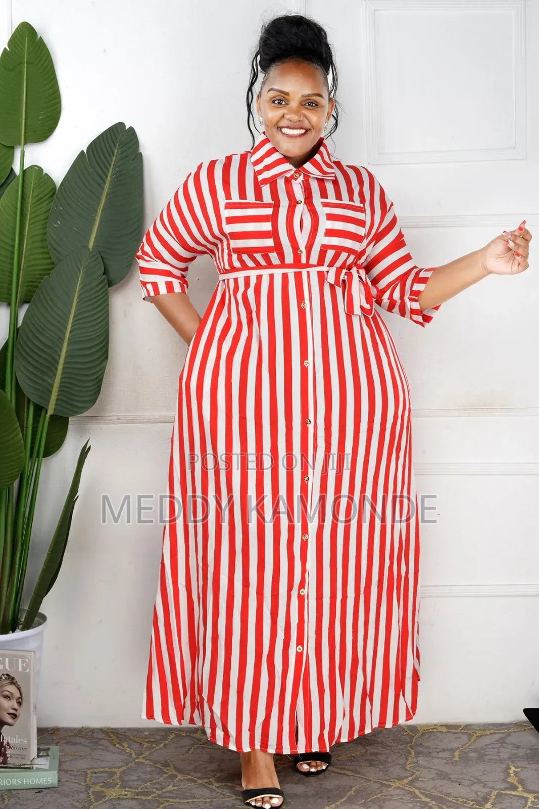 Designer Stripe Long Dress