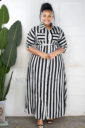 Designer Stripe Long Dress