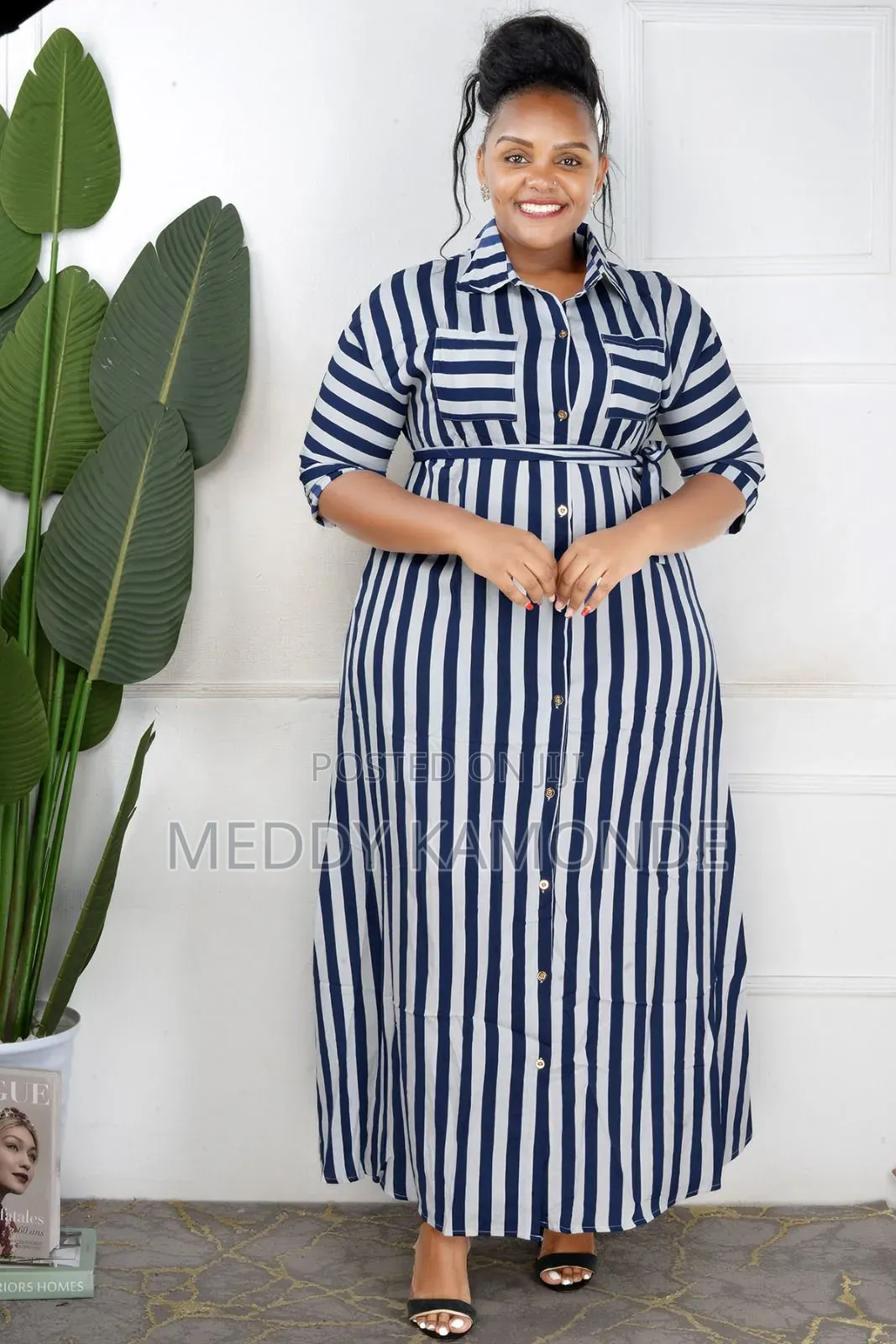 Designer Stripe Long Dress