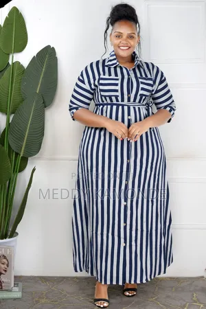 Designer Stripe Long Dress