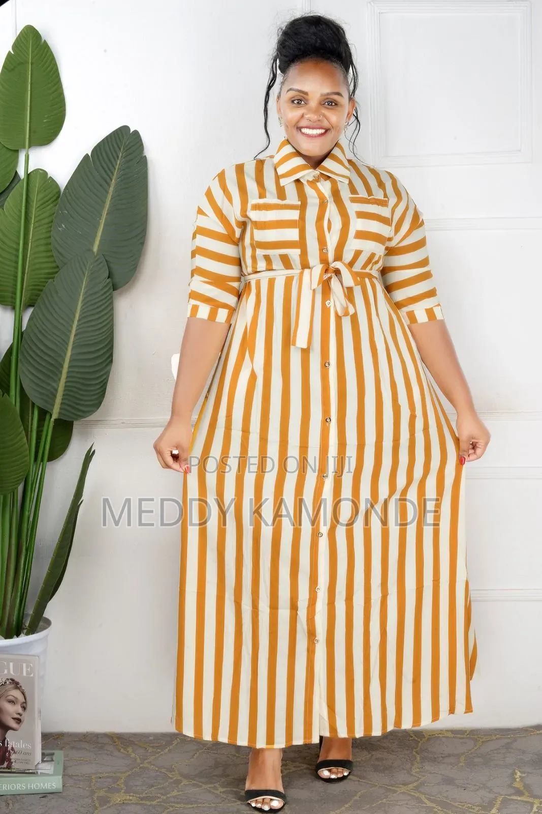 Designer Stripe Long Dress