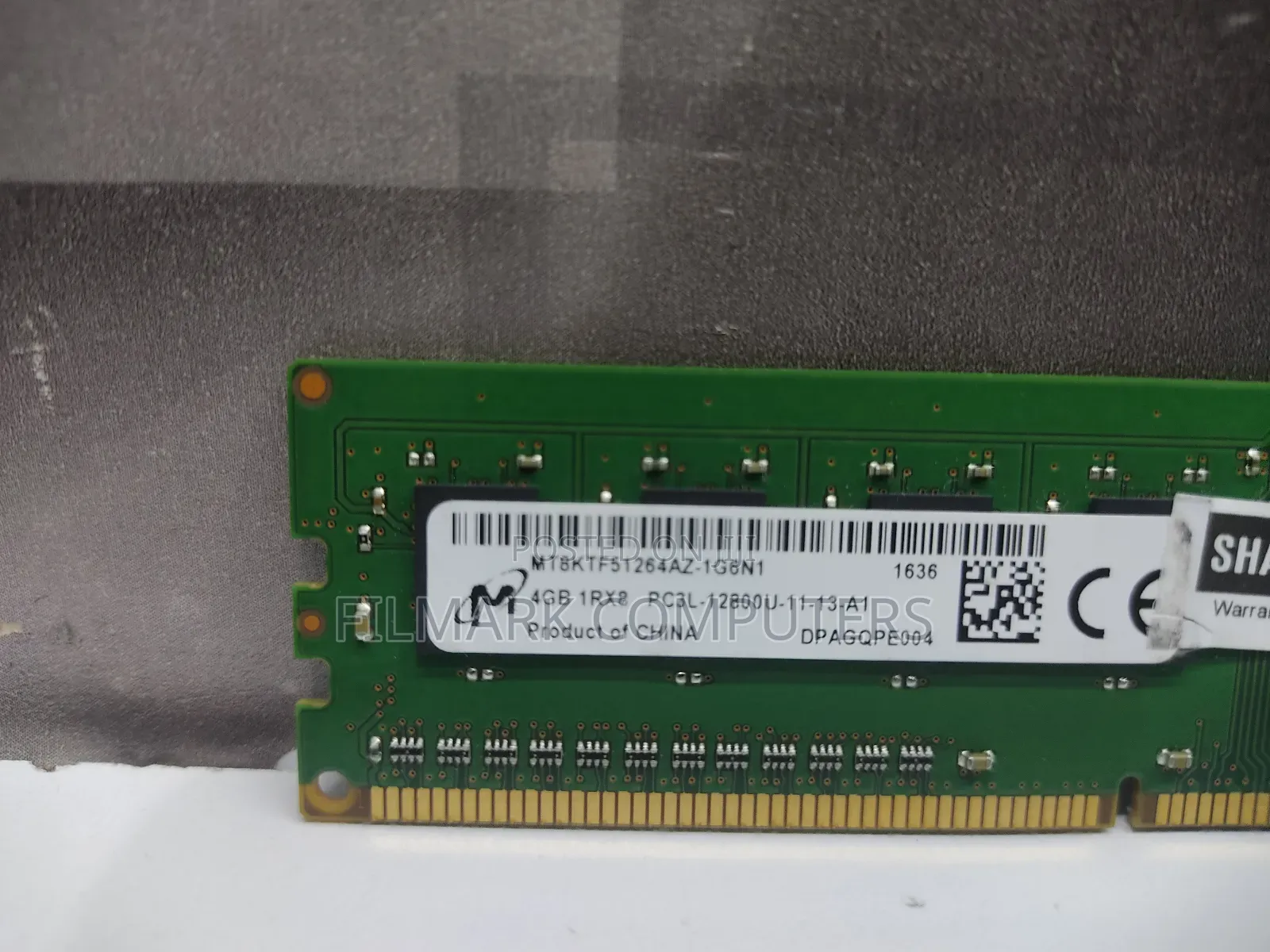 Micron 4gb 1rx8 Pc3l-12800u-11-13-A1 Ddr3l-1600mhz Desktop