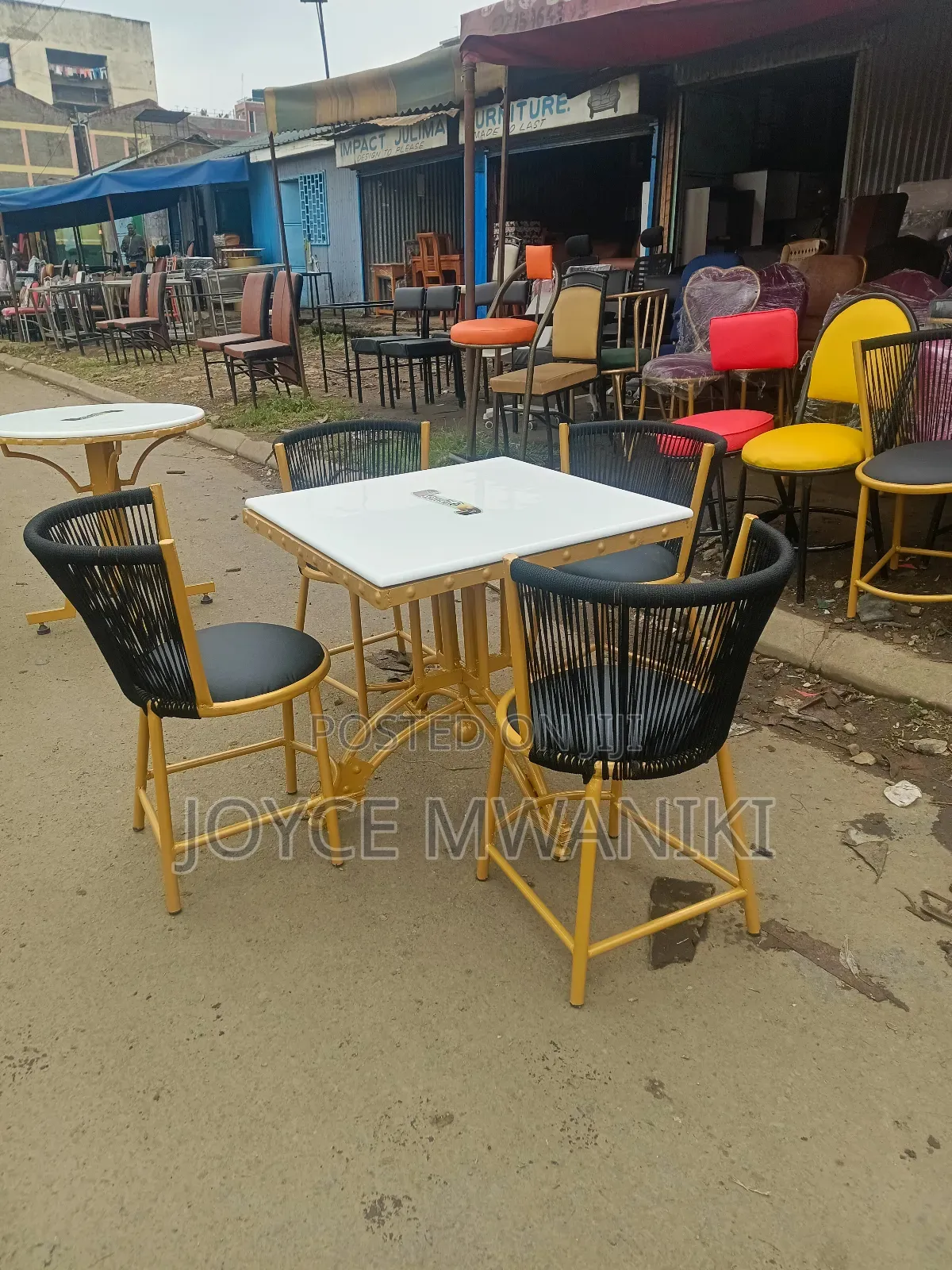 Restaurant Set, Unique Design Powder Coated Gold.