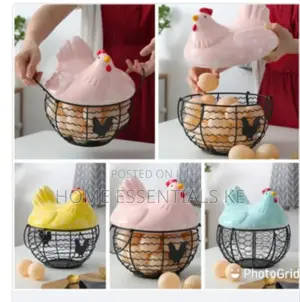25 Egg Metal Wire Egg Basket Stylish Ceramic Chicken Cover