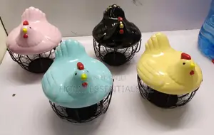 25 Egg Metal Wire Egg Basket Stylish Ceramic Chicken Cover