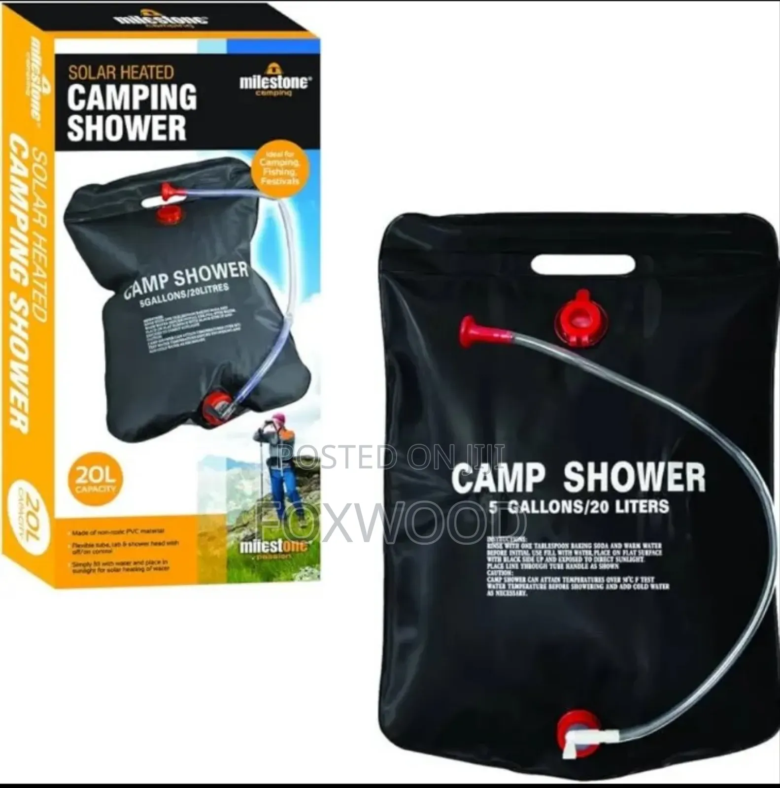 Portable Solar Shower Bag, 20 Litres