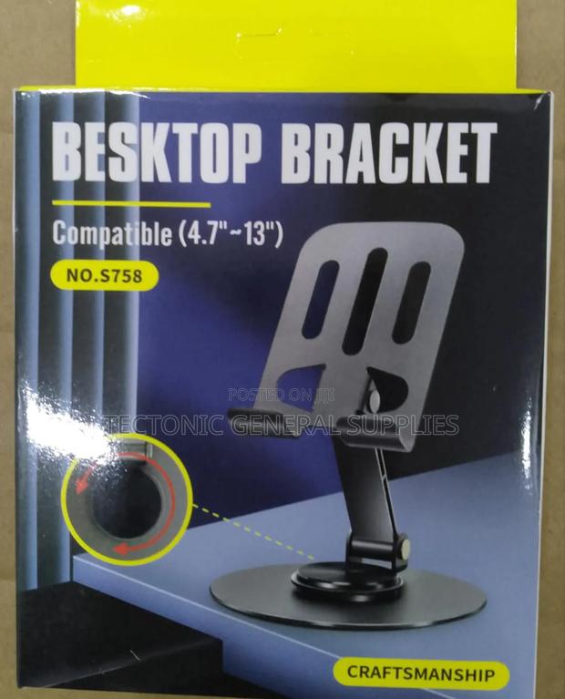 Foldable Rotating Metallic Desktop Phone or Tablet Bracket - main view