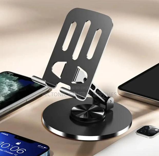 Foldable Rotating Metallic Desktop Phone or Tablet Bracket - thumbnail 3