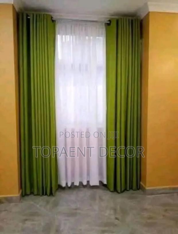 Window Green Curtains and White Sheers - main view