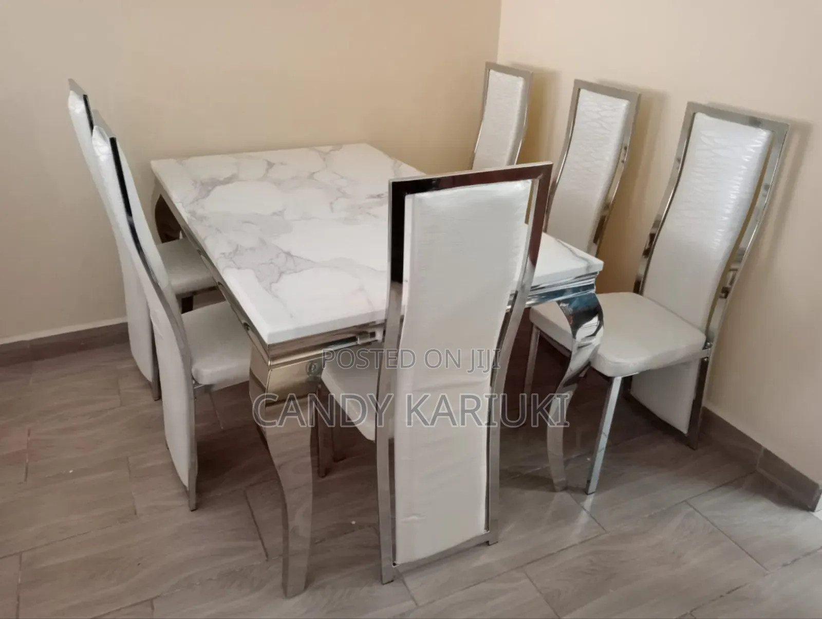 6 Seater Pure Marble Dining Table Set