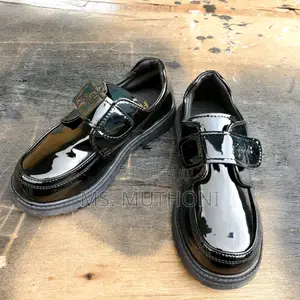 Unisex Black Oxford Leather School Shoes