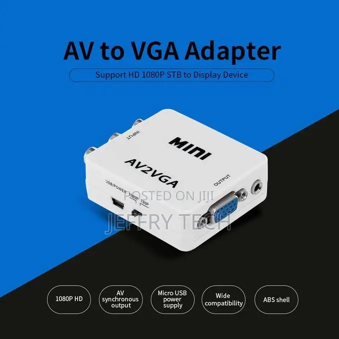 AV to VGA Adapter 1080P HD Mini VGA Converter Abs