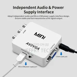 AV to VGA Adapter 1080P HD Mini VGA Converter Abs