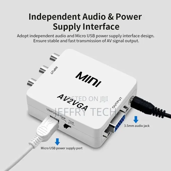 AV to VGA Adapter 1080P HD Mini VGA Converter Abs
