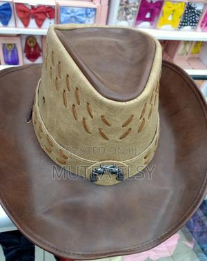 Coffee Brawn Leather Godfather Hats. - main view