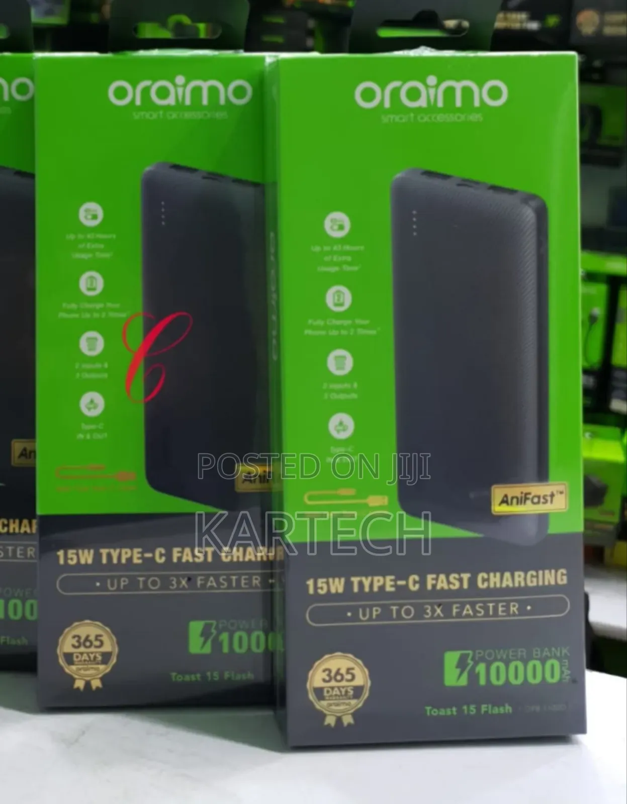 Oraimo Toast 15 Flash 10,000mah Power Bank + Type C Output