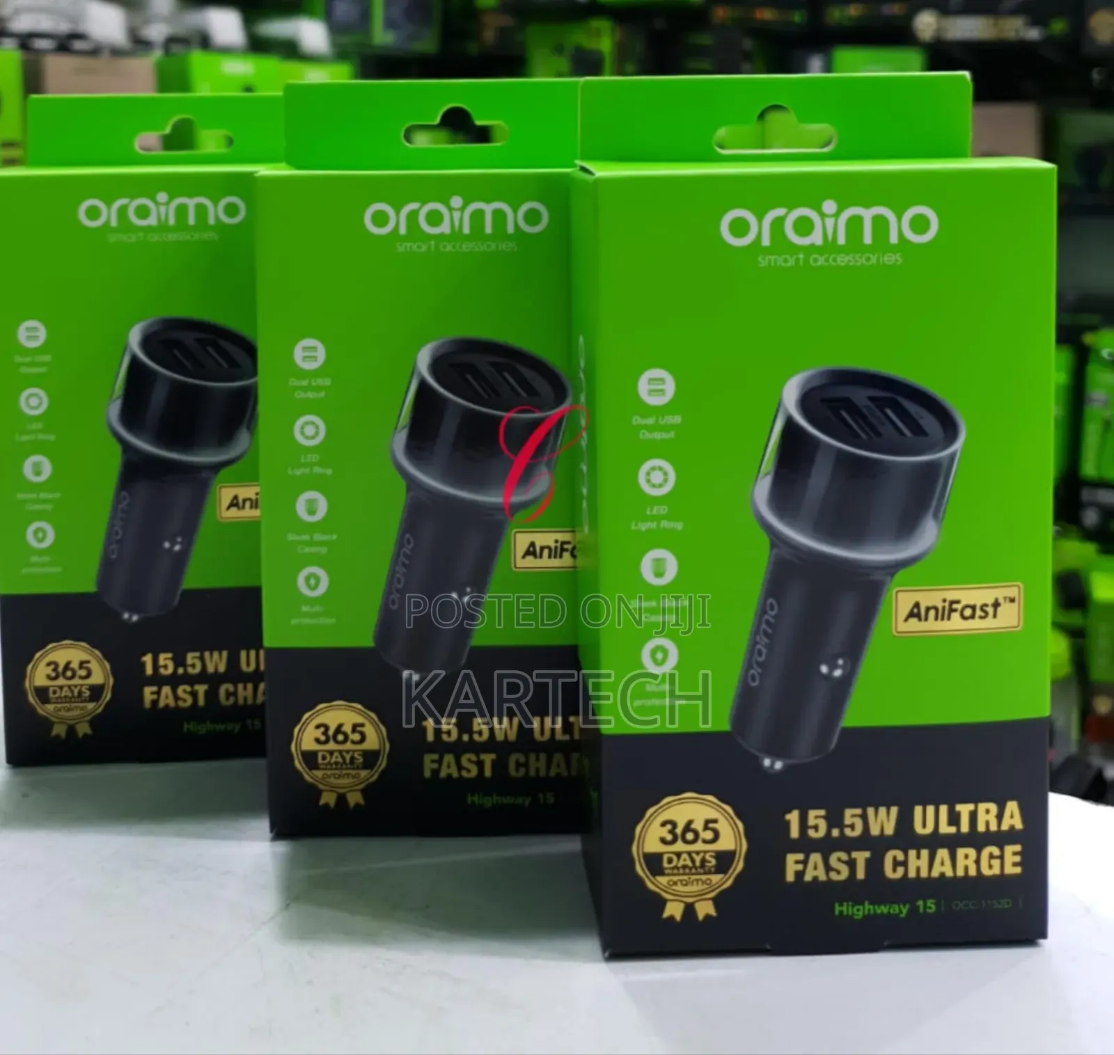 Oraimo Highway 15 OCC-1152D Ultra Fast Car Charger Adapter