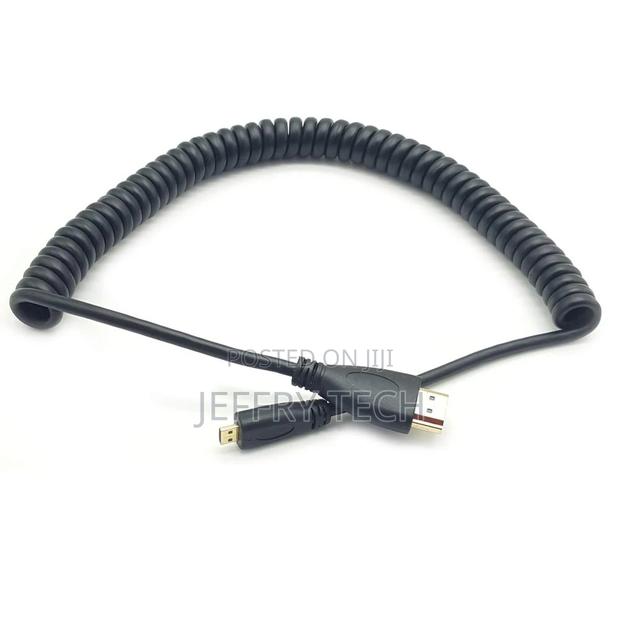 Coiled Micro HDMI Cable;Coiled Spring Micro HDMI to Full HDM - main view