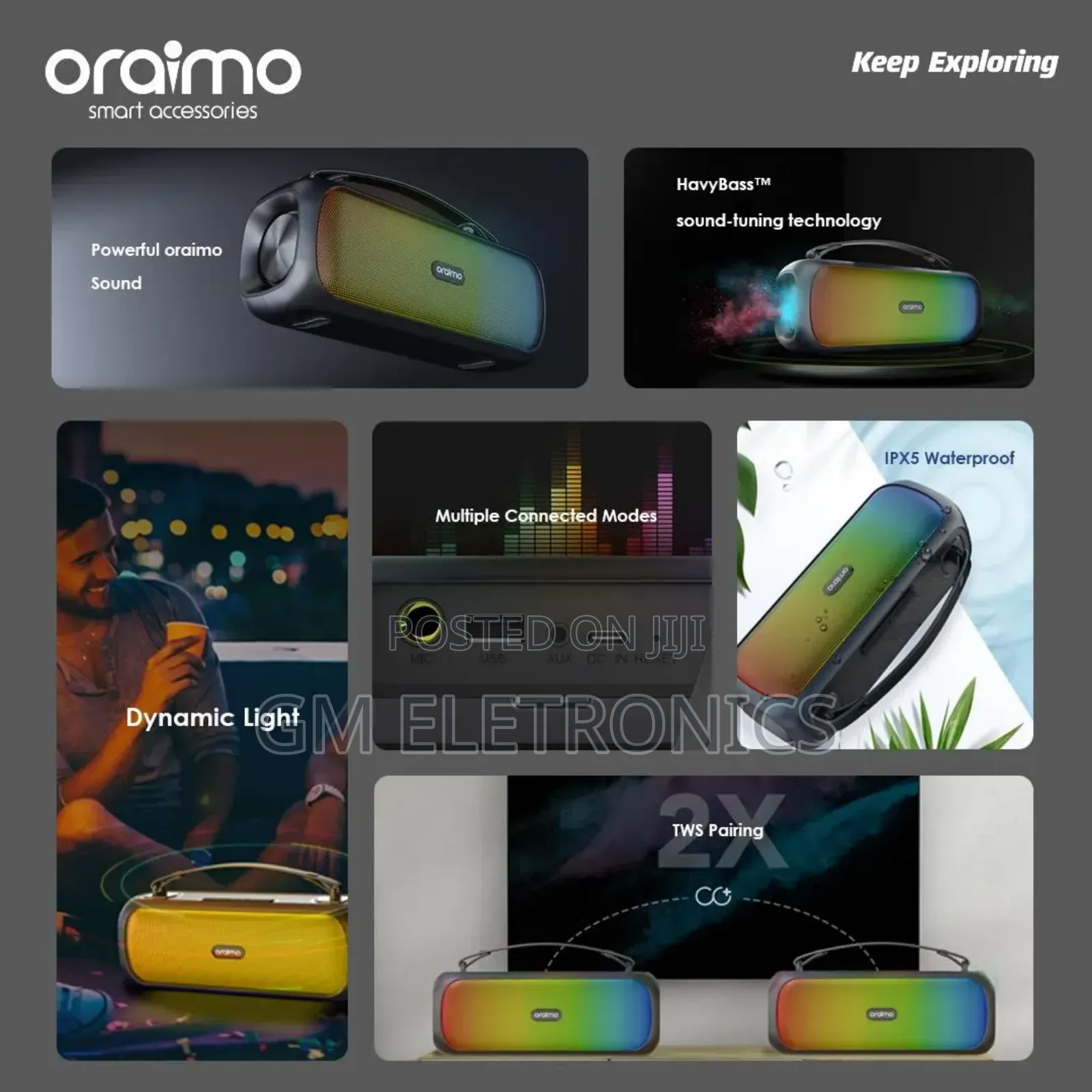 Oraimo Boom 30w Wireless Speaker Black.