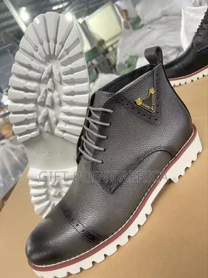 Grey Leather Louis Vuitton Casual Boots for Men