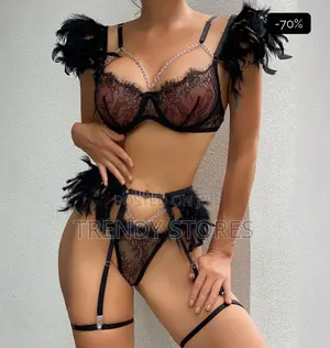 Black Lace Feather Lingerie