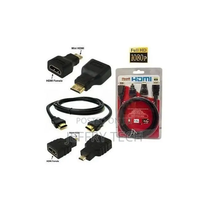 1.5M 3- In-1 HDMI With Micro and Mini HDMI