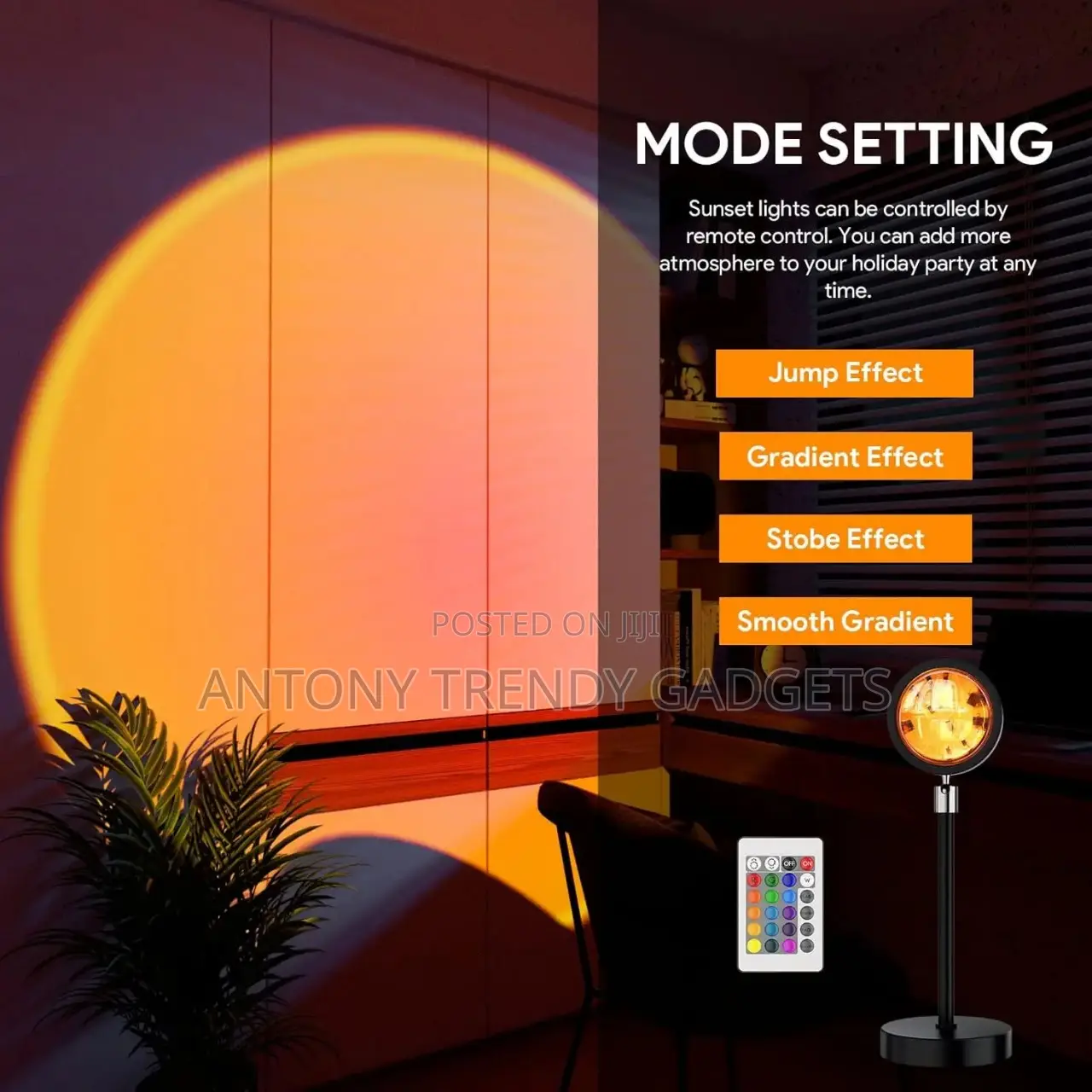 Sunset Lamp Projector: 16-color Led Night Light With Remote