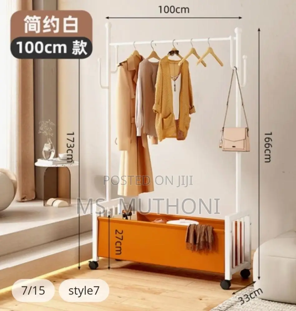 Portable Bedroom Clothes Rack Wheels Nordic Clothing Rack