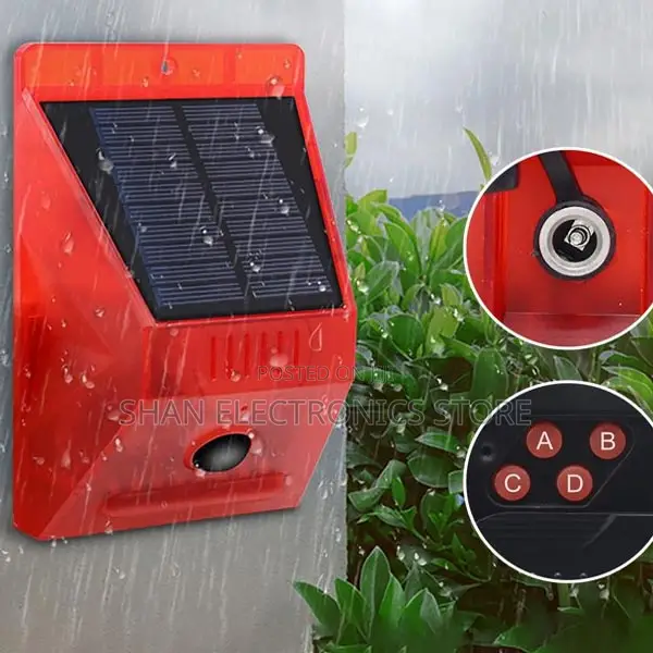 Solar Alarm Pir,-Motion Sensor With Alarm and Strobe Light –