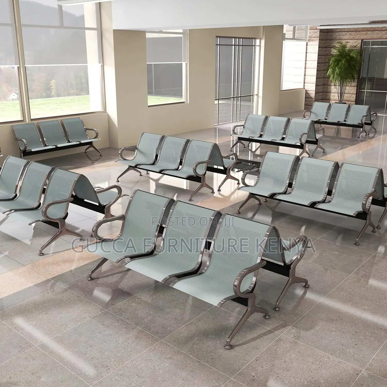 3-Link Lobby Bench Seating for Office, Reception Bench