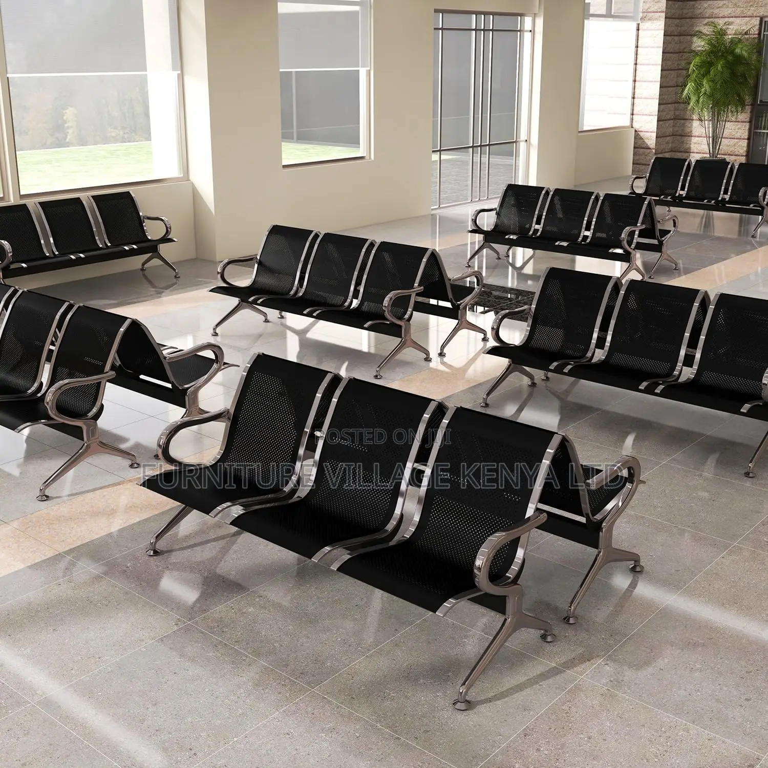 3-Seat Reception Waiting Room Bench