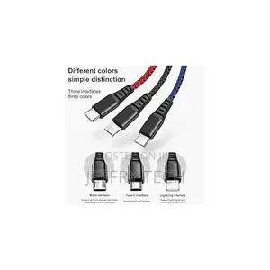 Fast Charging 3 in 1 Type C, Micro USB, Lightning