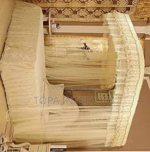 Cream Generic House Mosquito Nets With Two Metallic Stands