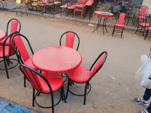 Restaurant Table With a Red Top