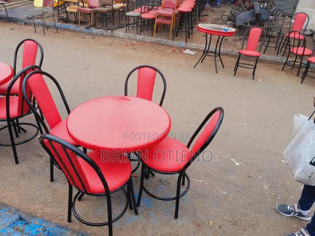 Restaurant Table With a Red Top - main view