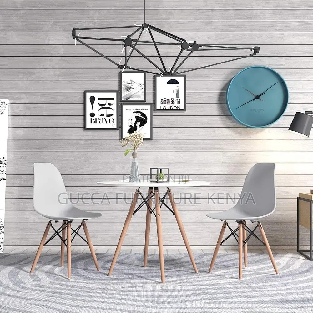 Small White Round Dining Table and Set of 2 Dining Chairs