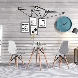 Small White Round Dining Table and Set of 2 Dining Chairs