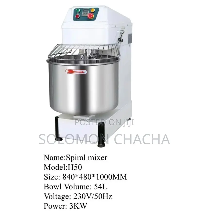 H50 Spiral Mixer Stainless Steel 54ltrs for Bakery Pizza