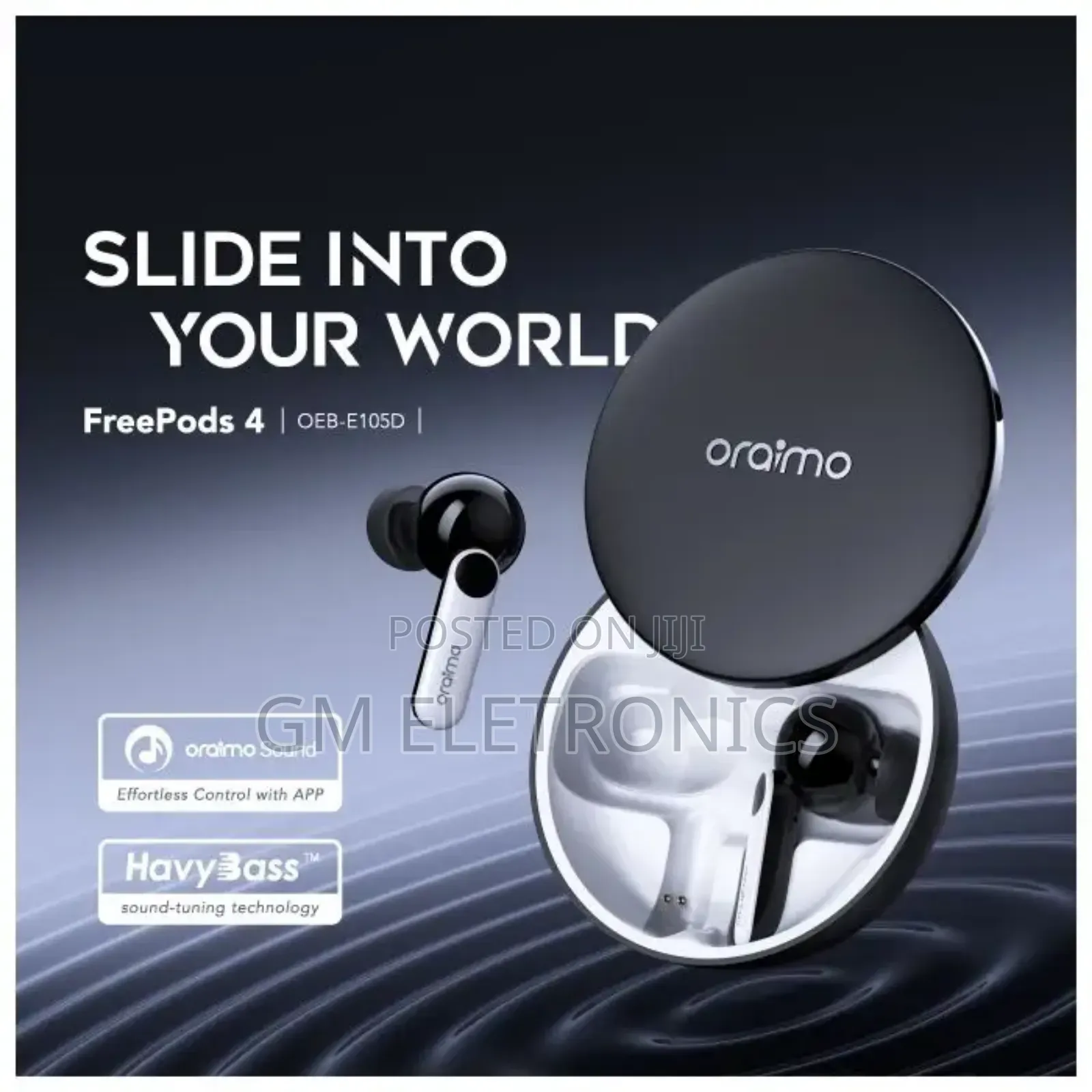 Oraimo Freepods 4 ANC Noise Cancellation Havy Bass(BLACK)