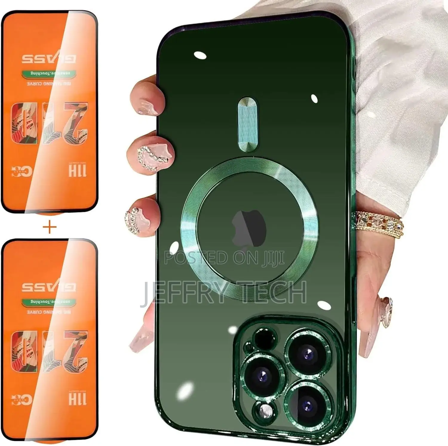 Green iPhone 13 Pro Case Magsafe, Magnetic Clear Phone Case