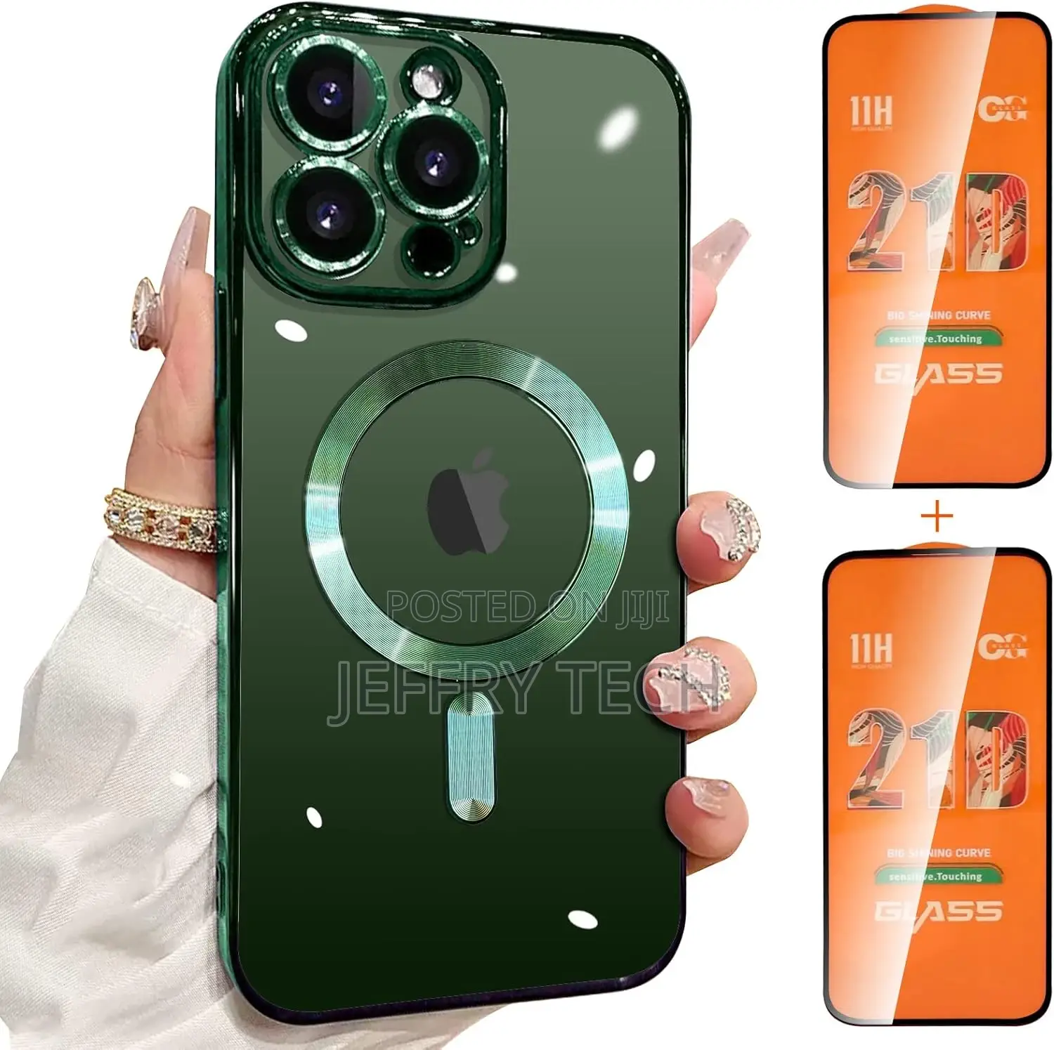 Green iPhone 13 Pro Case Magsafe, Magnetic Clear Phone Case