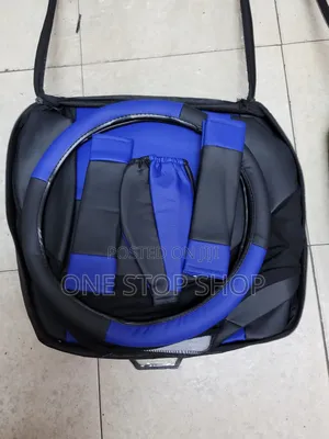 Blue Black Leather Seat Cover for 5 Seater Cars