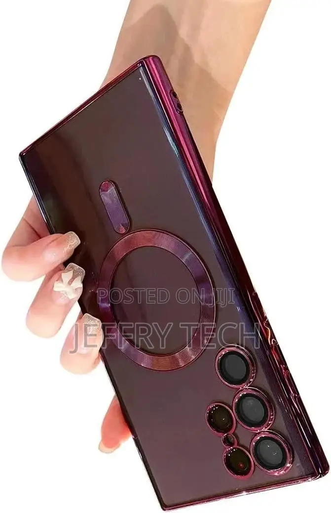 Burgundy Samsung Galaxy S22 Ultra Case Magnetic Clear