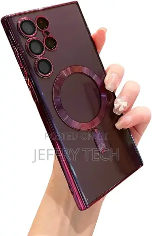 Burgundy Samsung Galaxy S22 Ultra Case Magnetic Clear