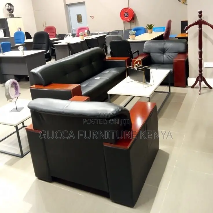 Lounge Sofa, 5-Seater Executive Office Leather Sofa Set