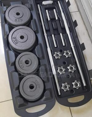 Chrome 50kgs Set Dumbbells/Barbell With a Portable Case New - thumbnail 2
