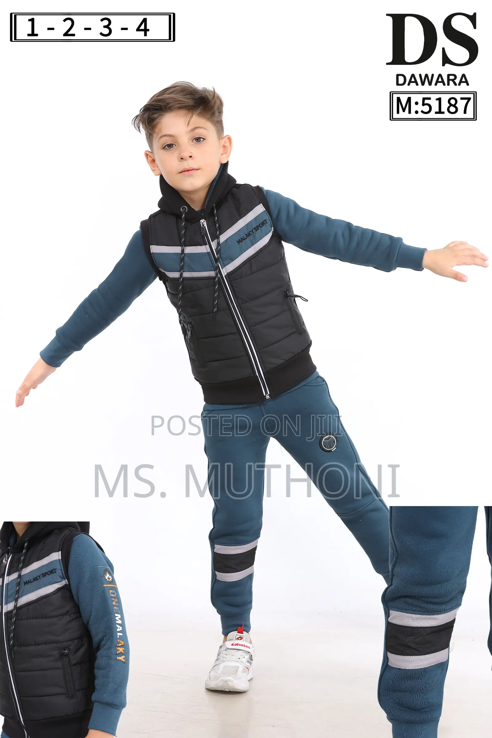 3 Piece Kids Tracksuits 6m to 3yrs Blue/Black