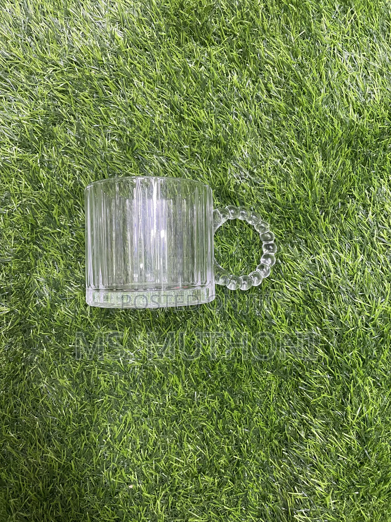6 Embossed Vintage Transparent Glass Cup